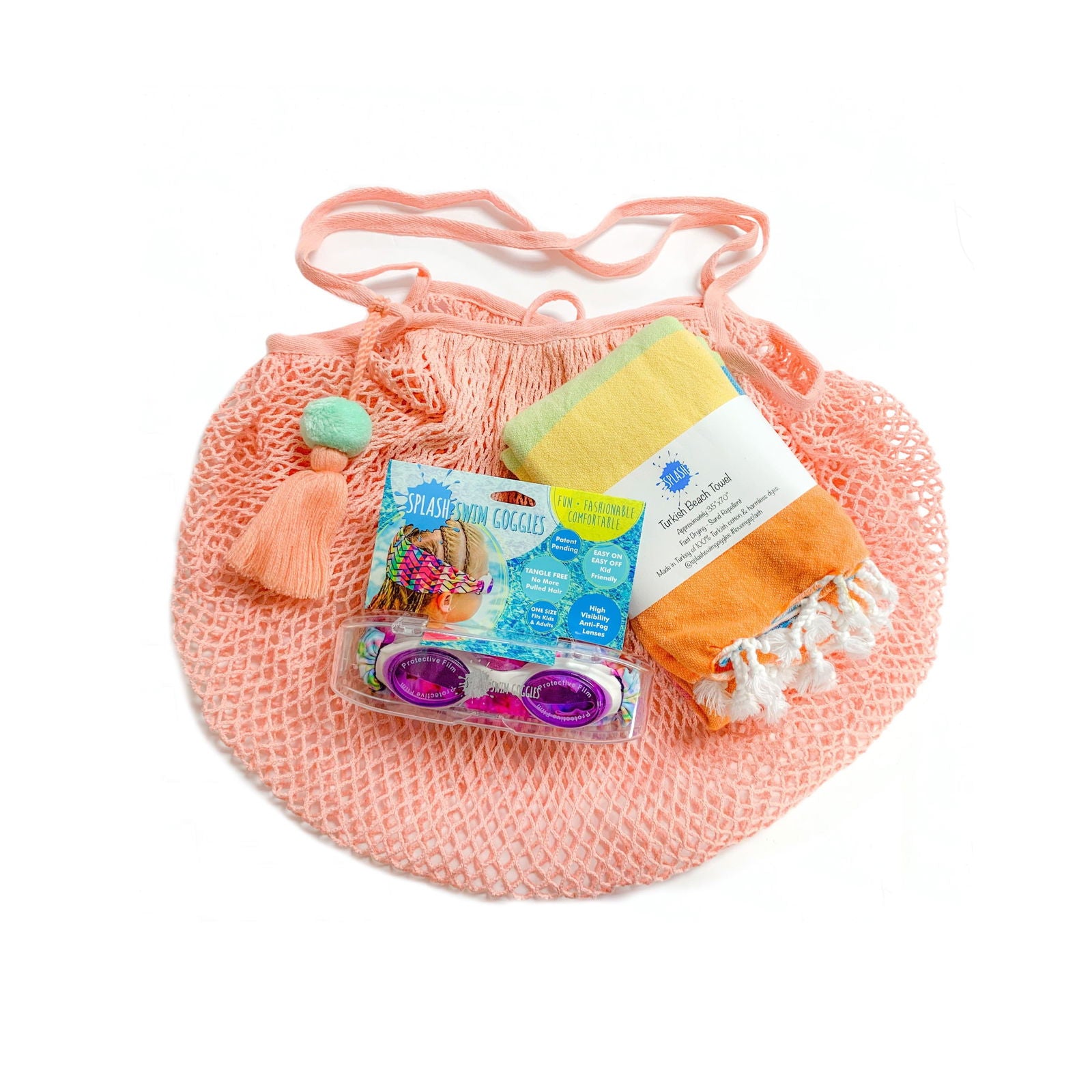 Pastel Pink Beach Bag - Splash Place Swim Goggles